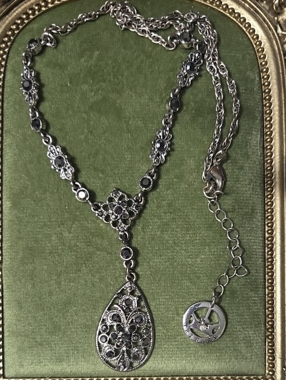NOT FOR SALE Crown Trifari Vintage Silver Tone Floral Drop Necklace -